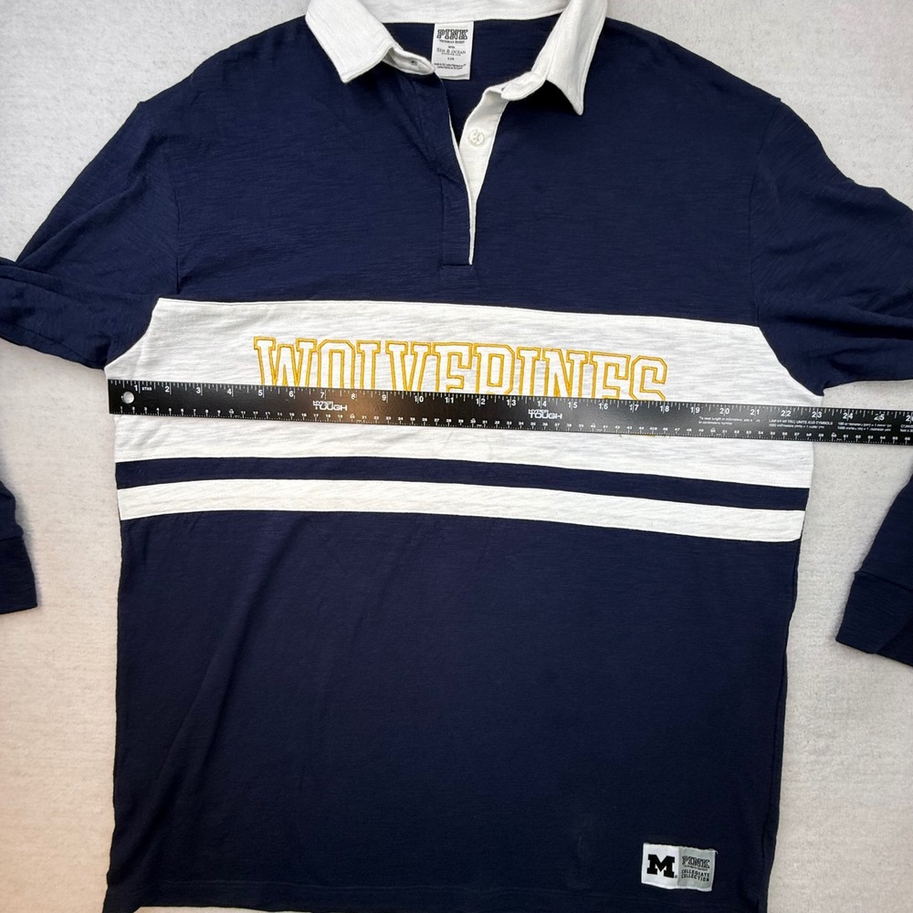 PINK Victoria Secret Shirt Michigan Wolverines Rugby Polo Large preppy gameday - Picture 9 of 12